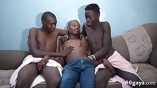Black African Twinks Barebacking Threesome